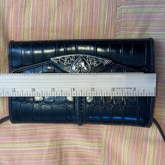 Brighton Black Leather Embossed Crossbody Purse - Picture 9 of 11